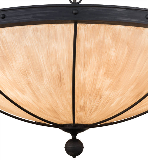 Meyda Lighting Nehring 48" 8-Light 2-Tier Costello Black Inverted Pendant Light With Fleshtone Idalight Shade