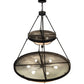 Meyda Lighting Nehring 48" 8-Light 2-Tier Costello Black Inverted Pendant Light With Fleshtone Idalight Shade
