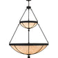 Meyda Lighting Nehring 48" 8-Light 2-Tier Costello Black Inverted Pendant Light With Fleshtone Idalight Shade
