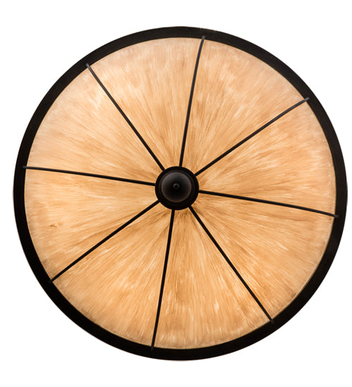 Meyda Lighting Nehring 48" 8-Light 2-Tier Costello Black Inverted Pendant Light With Fleshtone Idalight Shade