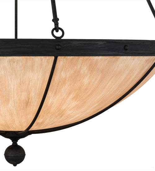 Meyda Lighting Nehring 48" 8-Light 2-Tier Costello Black Inverted Pendant Light With Fleshtone Idalight Shade