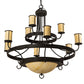 Meyda Lighting Nehring 52" 12-Light Wrought Iron Chandelier With Creme Carrara Idalight Shade