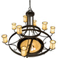 Meyda Lighting Nehring 52" 12-Light Wrought Iron Chandelier With Creme Carrara Idalight Shade