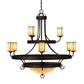 Meyda Lighting Nehring 52" 12-Light Wrought Iron Chandelier With Creme Carrara Idalight Shade