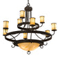 Meyda Lighting Nehring 52" 12-Light Wrought Iron Chandelier With Creme Carrara Idalight Shade