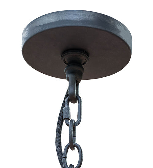 Meyda Lighting Nehring Pines 60" 20-Light 3-Tier Costello Black Chandelier With Silver Mica Shade Glass