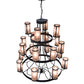 Meyda Lighting Nehring Pines 60" 20-Light 3-Tier Costello Black Chandelier With Silver Mica Shade Glass