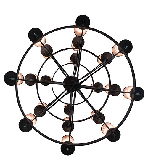 Meyda Lighting Nehring Pines 60" 20-Light 3-Tier Costello Black Chandelier With Silver Mica Shade Glass