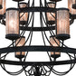 Meyda Lighting Nehring Pines 60" 20-Light 3-Tier Costello Black Chandelier With Silver Mica Shade Glass