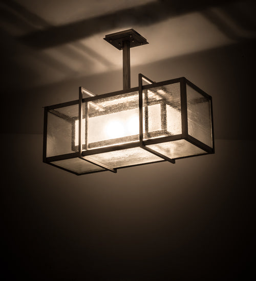 Meyda Lighting Nelson 27" 2-Light Matte Clear Steel Pendant Light With Clear & Frosted Shade Glass