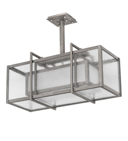Meyda Lighting Nelson 27" 2-Light Matte Clear Steel Pendant Light With Clear & Frosted Shade Glass