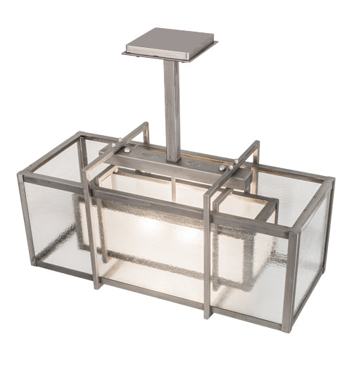Meyda Lighting Nelson 27" 2-Light Matte Clear Steel Pendant Light With Clear & Frosted Shade Glass