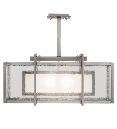 Meyda Lighting Nelson 27" 2-Light Matte Clear Steel Pendant Light With Clear & Frosted Shade Glass