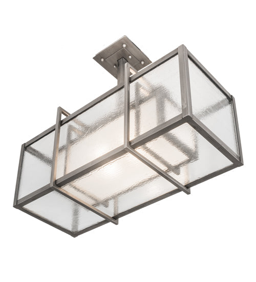 Meyda Lighting Nelson 27" 2-Light Matte Clear Steel Pendant Light With Clear & Frosted Shade Glass