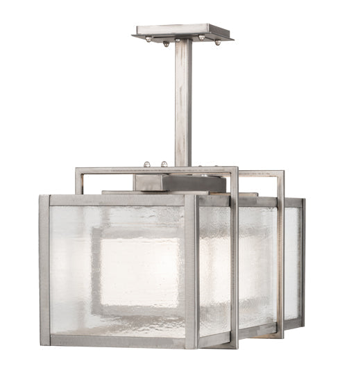Meyda Lighting Nelson 27" 2-Light Matte Clear Steel Pendant Light With Clear & Frosted Shade Glass