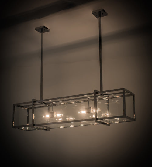 Meyda Lighting Nelson 54" 4-Light Chrome Island Pendant Light With Clear Shade Glass