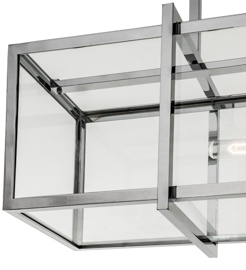 Meyda Lighting Nelson 54" 4-Light Chrome Island Pendant Light With Clear Shade Glass