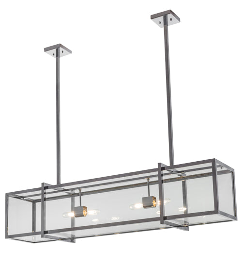 Meyda Lighting Nelson 54" 4-Light Chrome Island Pendant Light With Clear Shade Glass
