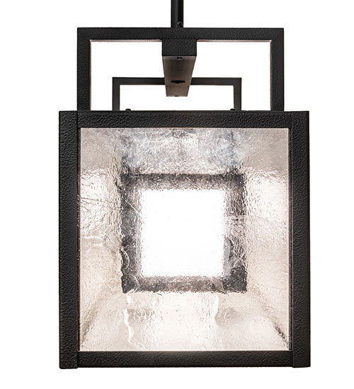 Meyda Lighting Nelson 54" 6-Light Black Satin Wrought Iron Island Pendant Light With Black Metal Clear Seeded & Frosted Seeded Shade Glass