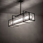 Meyda Lighting Nelson 54" 6-Light Black Satin Wrought Iron Island Pendant Light With Black Metal Clear Seeded & Frosted Seeded Shade Glass