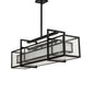 Meyda Lighting Nelson 54" 6-Light Black Satin Wrought Iron Island Pendant Light With Black Metal Clear Seeded & Frosted Seeded Shade Glass