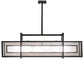 Meyda Lighting Nelson 54" 6-Light Black Satin Wrought Iron Island Pendant Light With Black Metal Clear Seeded & Frosted Seeded Shade Glass