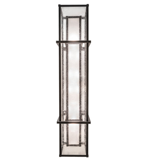 Meyda Lighting Nelson 54" 6-Light Black Satin Wrought Iron Island Pendant Light With Black Metal Clear Seeded & Frosted Seeded Shade Glass