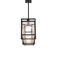 Meyda Lighting Nelson 54" 6-Light Black Satin Wrought Iron Island Pendant Light With Black Metal Clear Seeded & Frosted Seeded Shade Glass