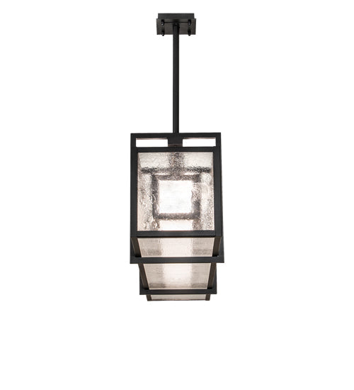 Meyda Lighting Nelson 54" 6-Light Black Satin Wrought Iron Island Pendant Light With Black Metal Clear Seeded & Frosted Seeded Shade Glass