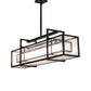 Meyda Lighting Nelson 54" 6-Light Black Satin Wrought Iron Island Pendant Light With Black Metal Clear Seeded & Frosted Seeded Shade Glass