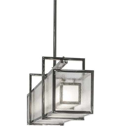 Meyda Lighting Nelson 54" 6-Light Matte Clear Island Pendant Light With Frosted Clear Seeded Shade Glass