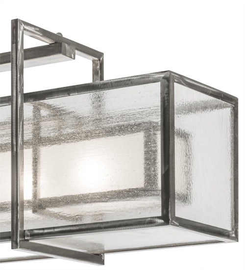 Meyda Lighting Nelson 54" 6-Light Matte Clear Island Pendant Light With Frosted Clear Seeded Shade Glass