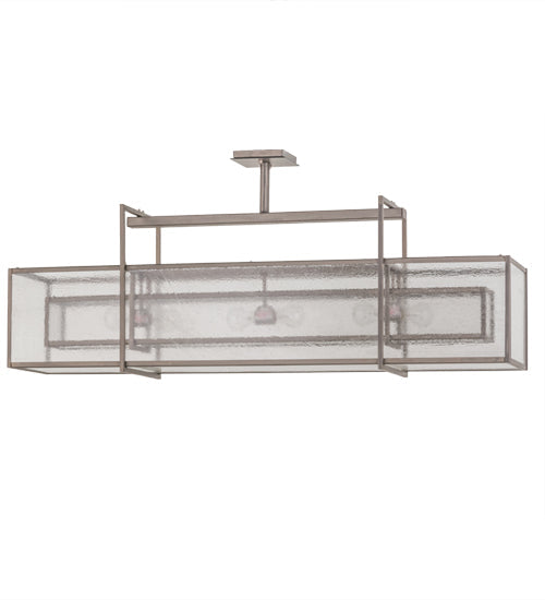 Meyda Lighting Nelson 54" 6-Light Matte Clear Steel Island Pendant Light With Clear Seeded Shade Glass