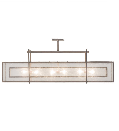 Meyda Lighting Nelson 54" 6-Light Matte Clear Steel Island Pendant Light With Clear Seeded Shade Glass