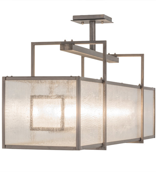 Meyda Lighting Nelson 54" 6-Light Matte Clear Steel Island Pendant Light With Clear Seeded Shade Glass