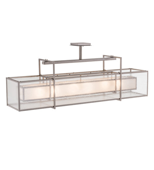 Meyda Lighting Nelson 54" 6-Light Steel Island Pendant Light With Matte Clear & Rainstone Idalight Shade Glass