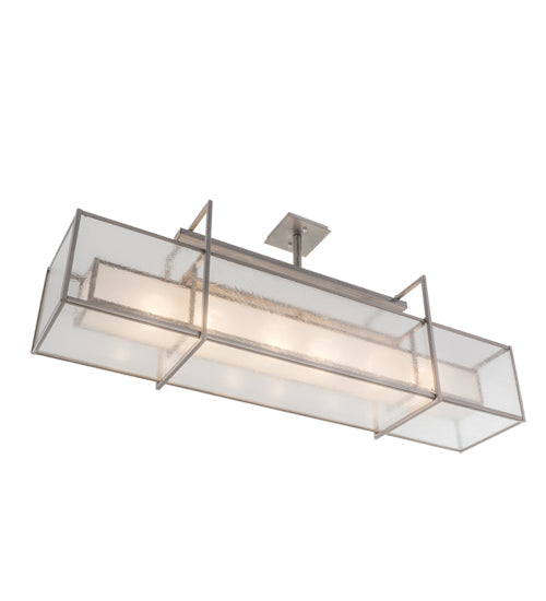 Meyda Lighting Nelson 54" 6-Light Steel Island Pendant Light With Matte Clear & Rainstone Idalight Shade Glass
