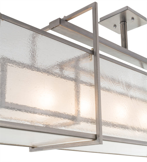 Meyda Lighting Nelson 54" 6-Light Steel Island Pendant Light With Matte Clear & Rainstone Idalight Shade Glass