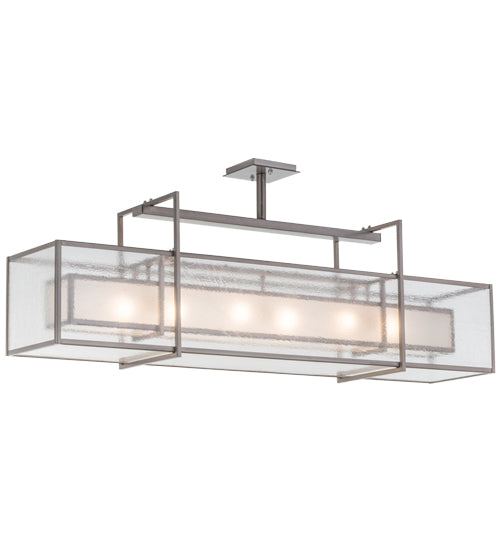 Meyda Lighting Nelson 54" 6-Light Steel Island Pendant Light With Matte Clear & Rainstone Idalight Shade Glass