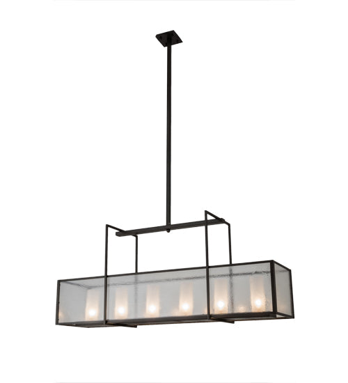 Meyda Lighting Nelson 57" 6-Light Bronze Island Pendant Light With Clear Seeded Shade Glass