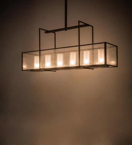 Meyda Lighting Nelson 57" 6-Light Bronze Island Pendant Light With Clear Seeded Shade Glass