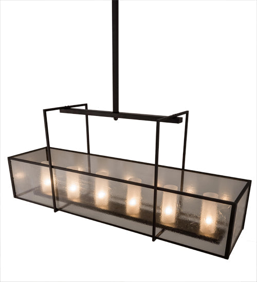 Meyda Lighting Nelson 57" 6-Light Bronze Island Pendant Light With Clear Seeded Shade Glass