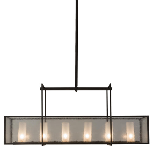 Meyda Lighting Nelson 57" 6-Light Bronze Island Pendant Light With Clear Seeded Shade Glass