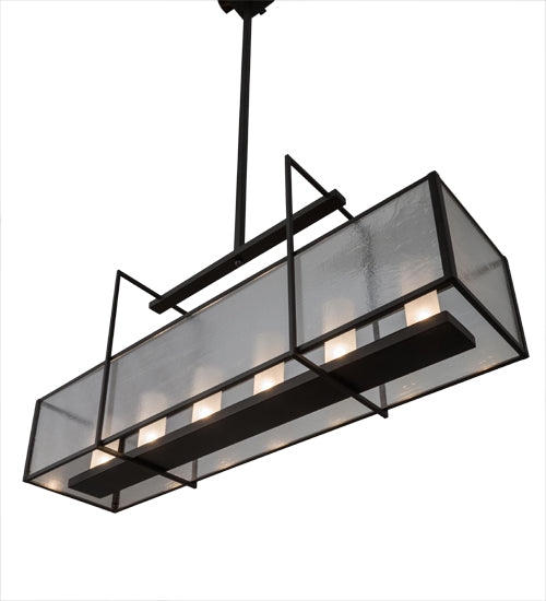 Meyda Lighting Nelson 57" 6-Light Bronze Island Pendant Light With Clear Seeded Shade Glass