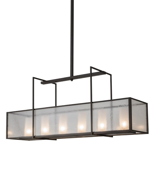 Meyda Lighting Nelson 57" 6-Light Bronze Island Pendant Light With Clear Seeded Shade Glass