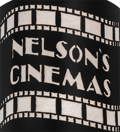 Meyda Lighting Nelson's Cinema 10" 2-Light Textured Black Tinseltown Filmstrip Personalized Wall Sconce With Arctic Idalight Shade