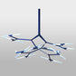 Meyda Lighting Neutron 67" 24-Light LED Blue Chandelier With Contrail Mist Idalight Shade