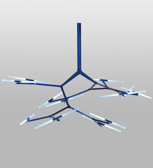 Meyda Lighting Neutron 67" 24-Light LED Blue Chandelier With Contrail Mist Idalight Shade