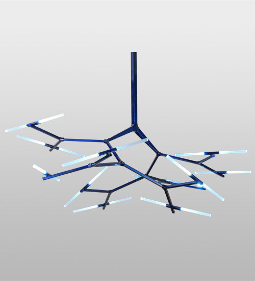 Meyda Lighting Neutron 67" 24-Light LED Blue Chandelier With Contrail Mist Idalight Shade