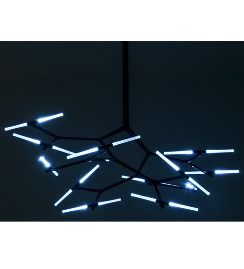 Meyda Lighting Neutron 67" 24-Light LED Blue Chandelier With Contrail Mist Idalight Shade
